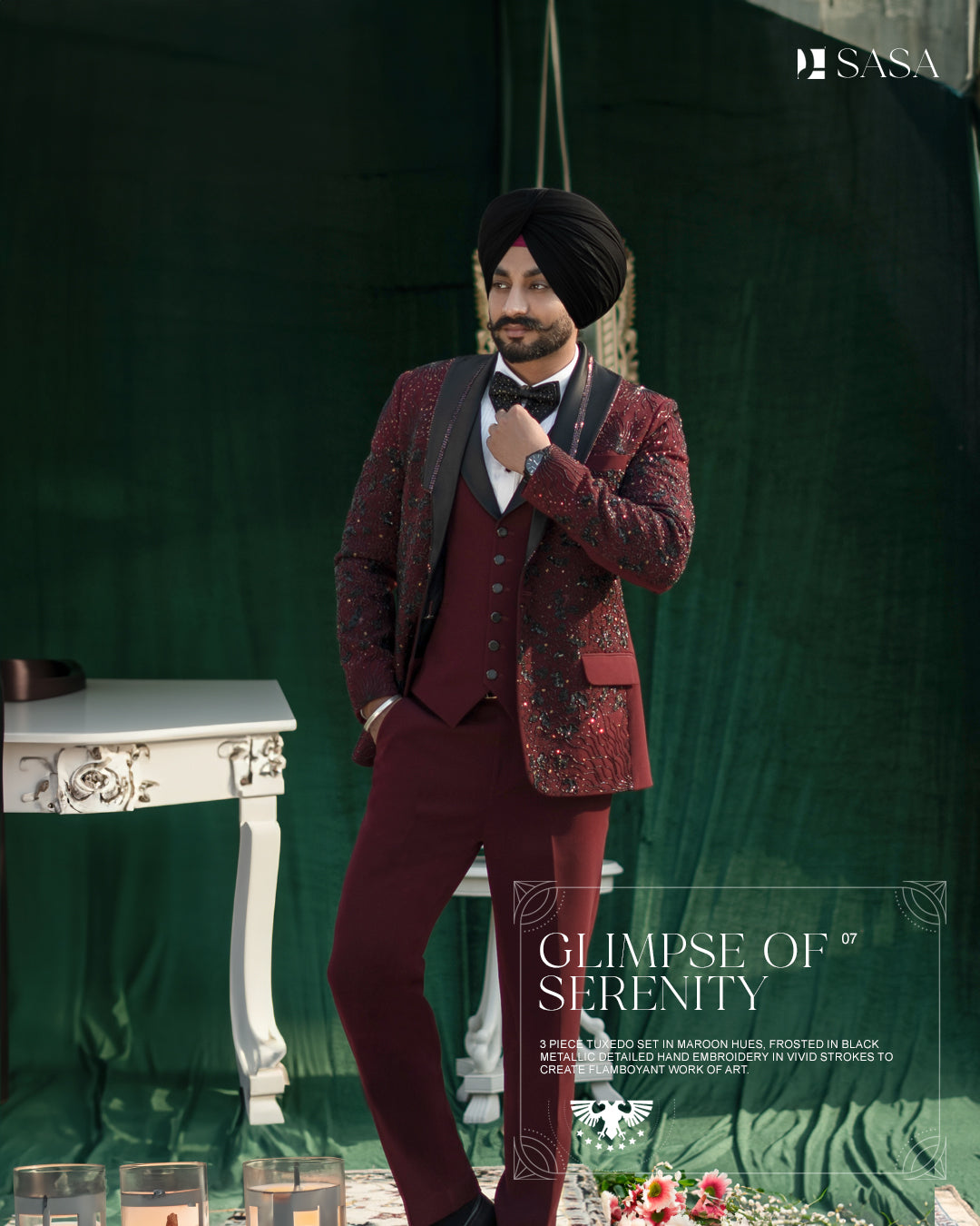 Rich Maroon Hues 3pc Tuxedo Vest Pant