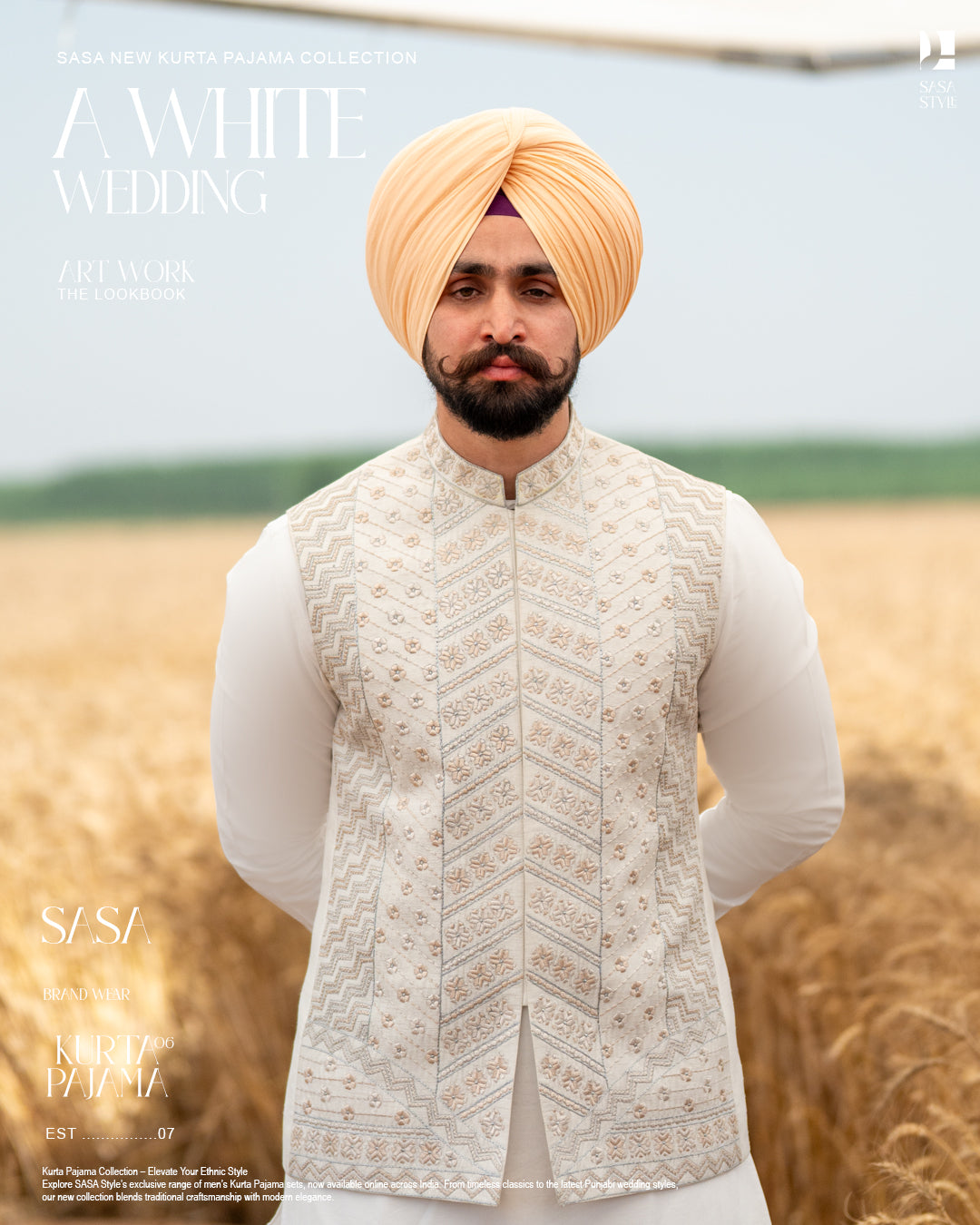Royal Off-White Embroidered Jacket with Classic Kurta Pajama