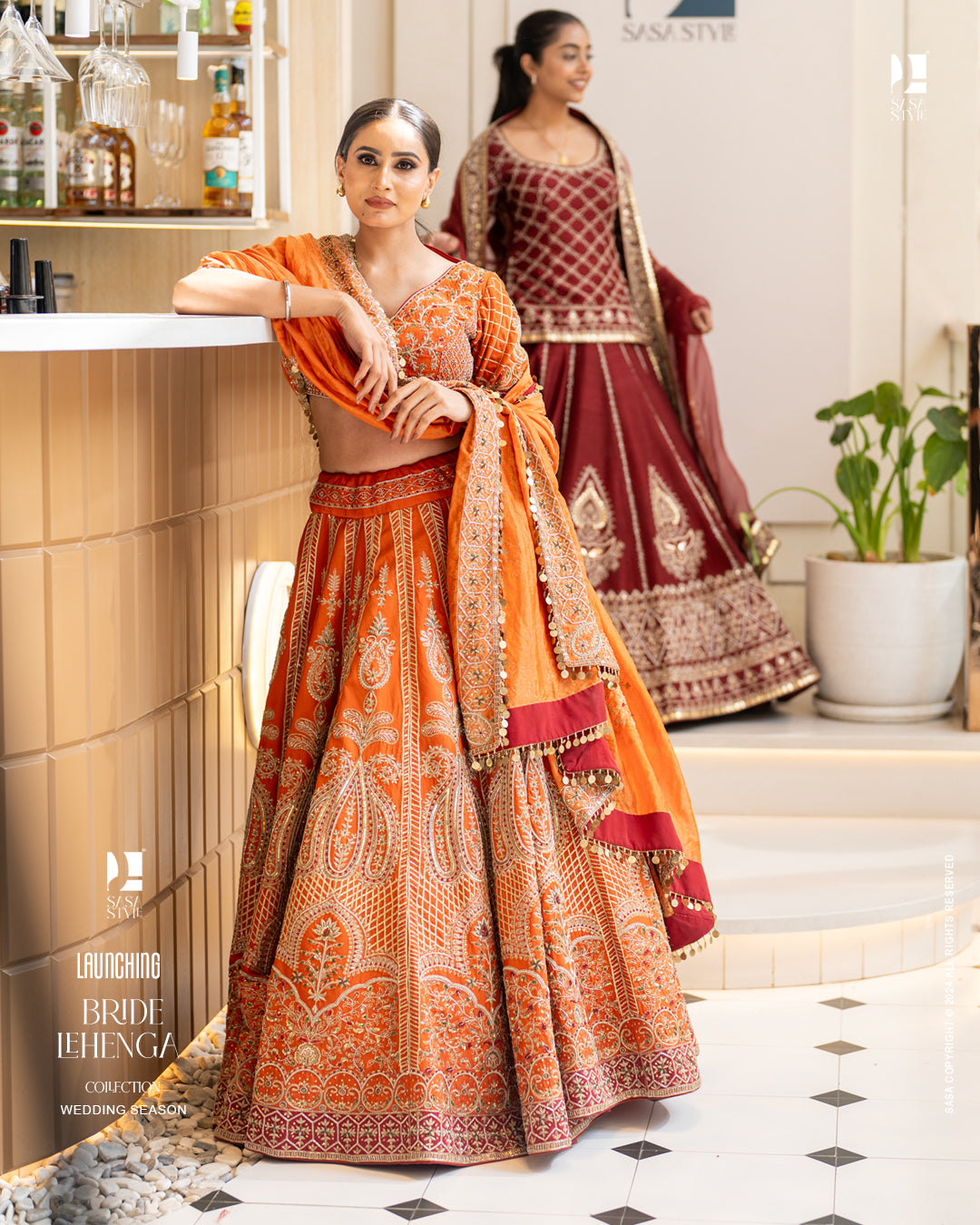 Rust Orange Lehenga for Brides by SASA Collection