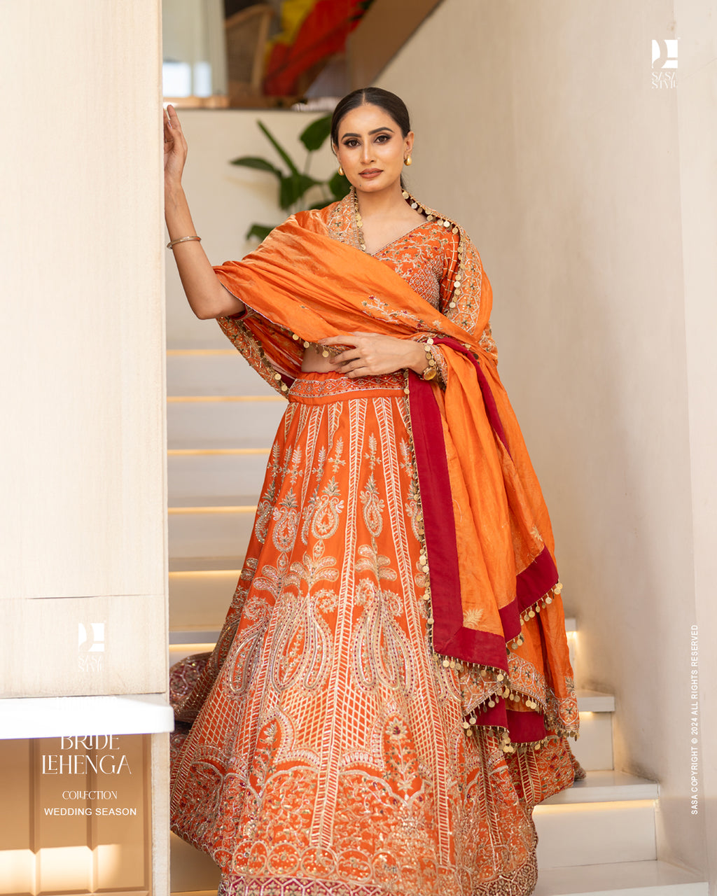 Rust Orange Lehenga for Brides by SASA Collection