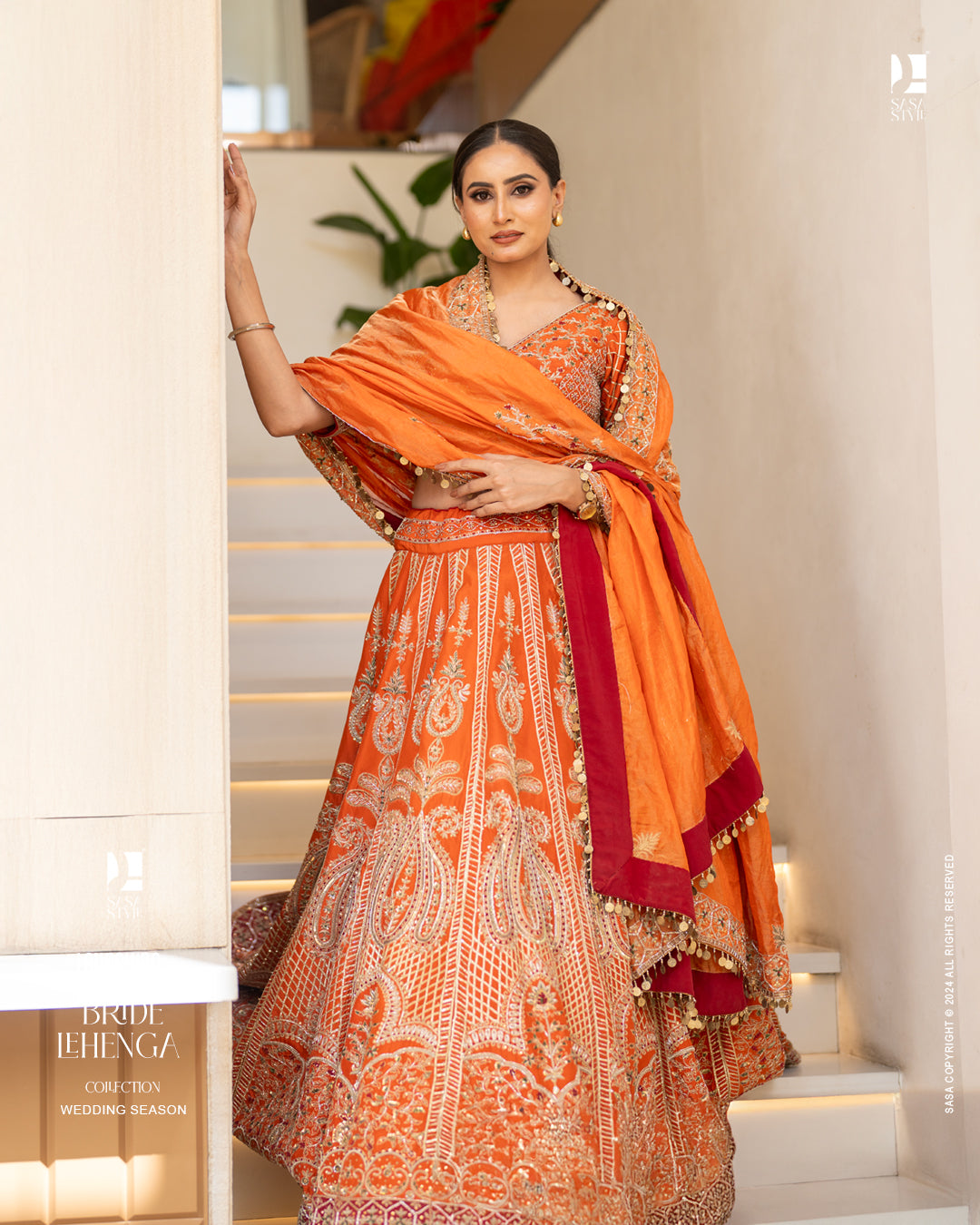 Rust Orange Lehenga for Brides by SASA Collection