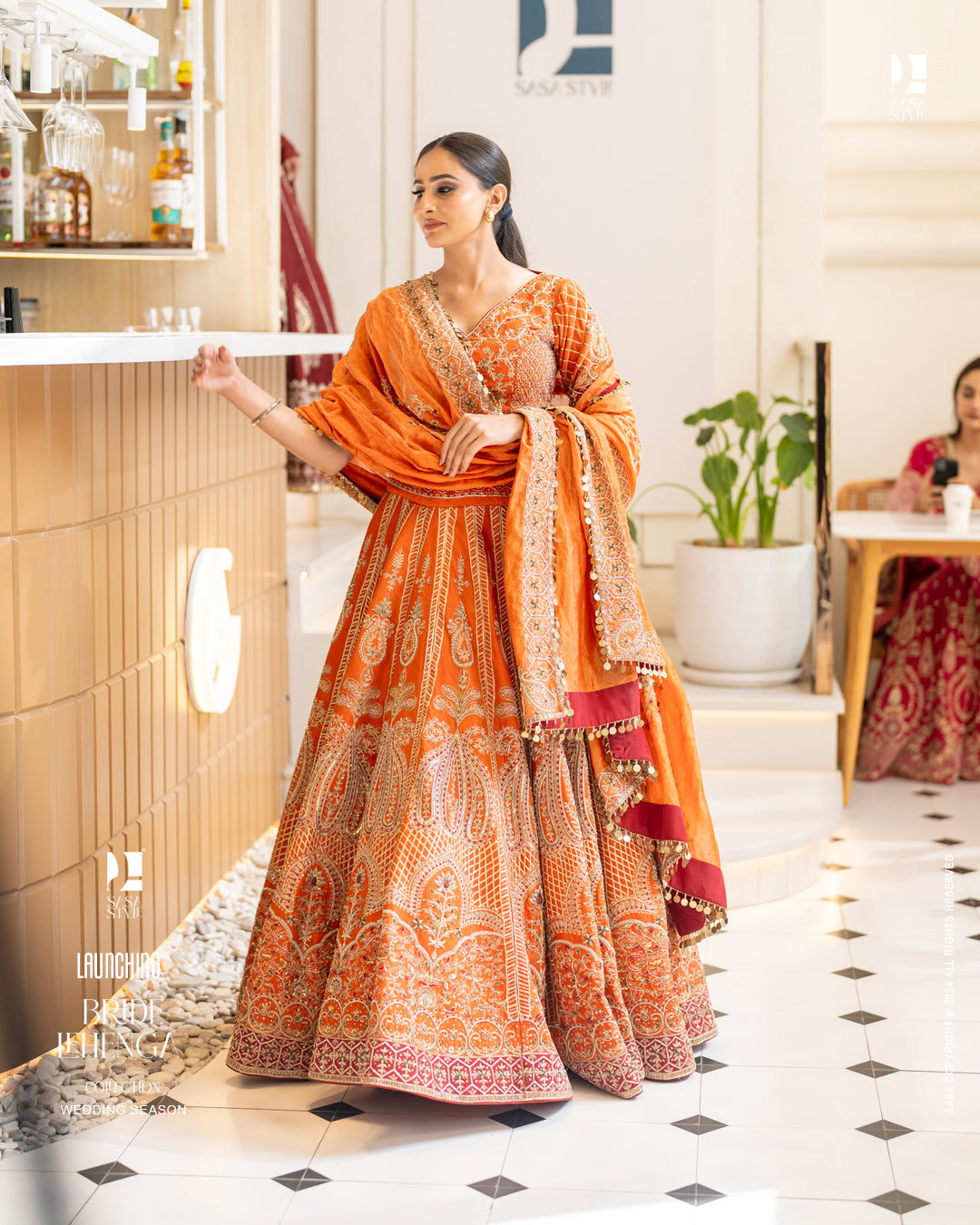Rust Orange Lehenga for Brides by SASA Collection