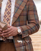 Rust Brown and Multi-Tone Check Blazer with Café Noir Pants