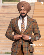 Rust Brown and Multi-Tone Check Blazer with Café Noir Pants