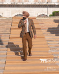 Rust Brown and Multi-Tone Check Blazer with Café Noir Pants