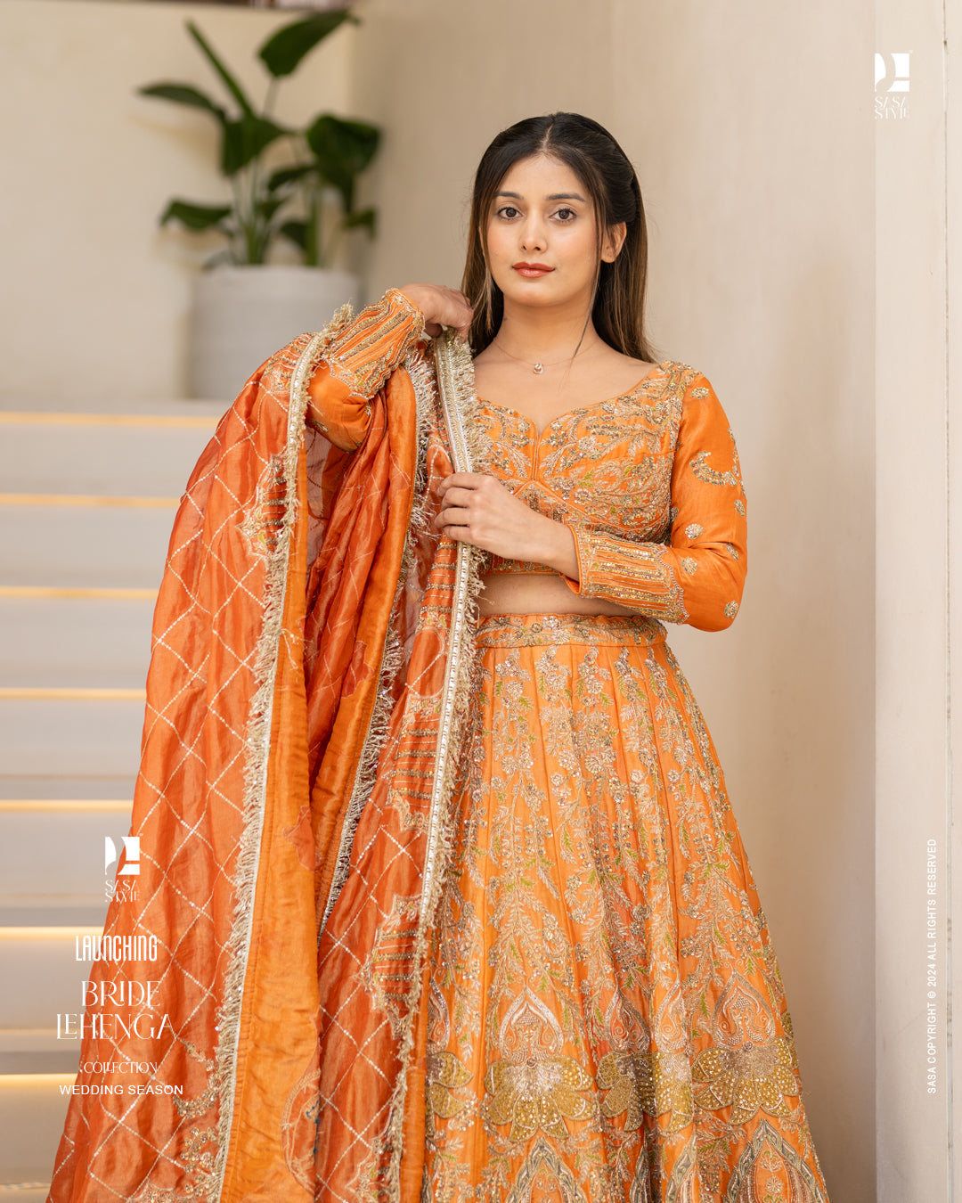 Elegant Bride in Rust Orange Lehenga