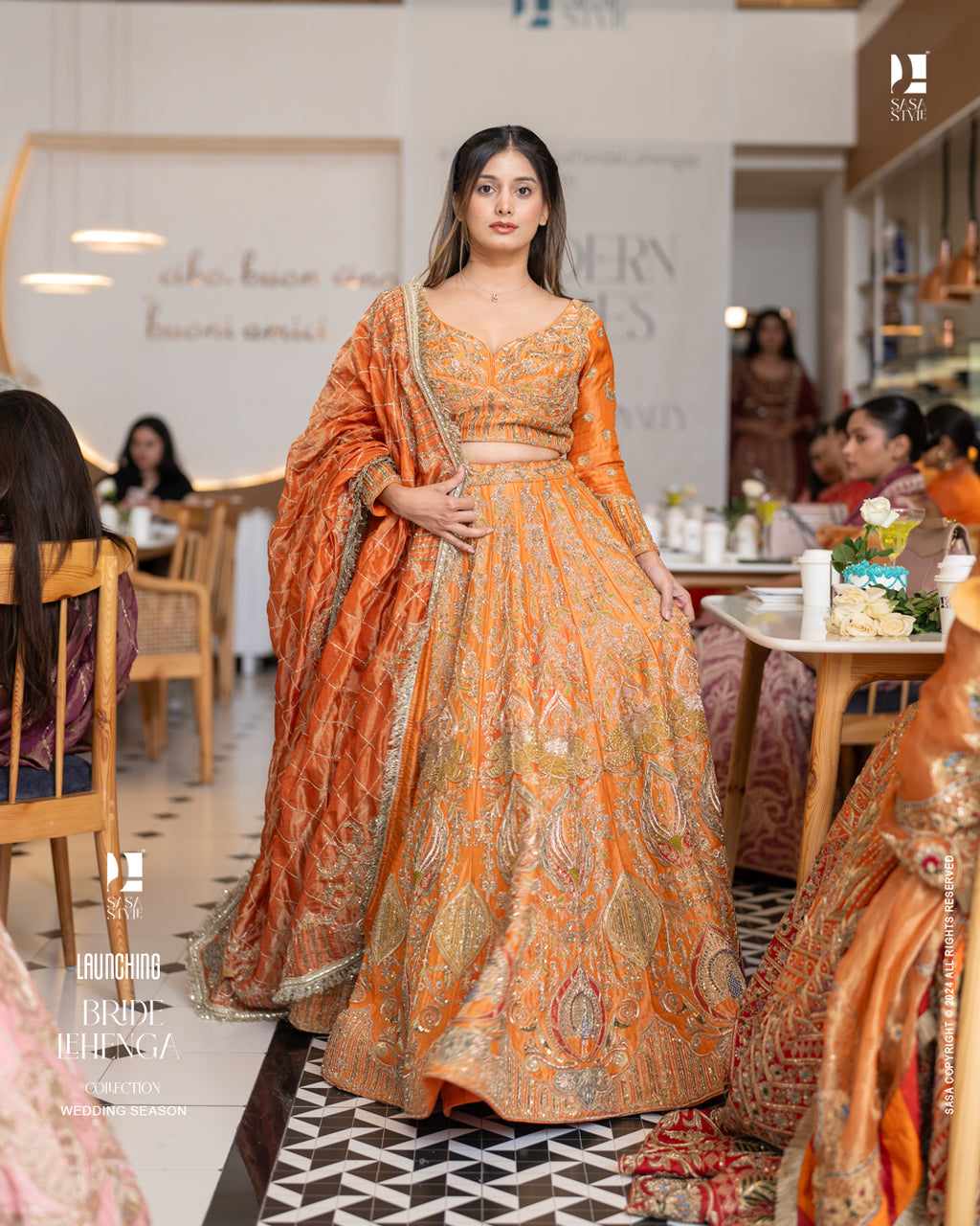 Elegant Bride in Rust Orange Lehenga