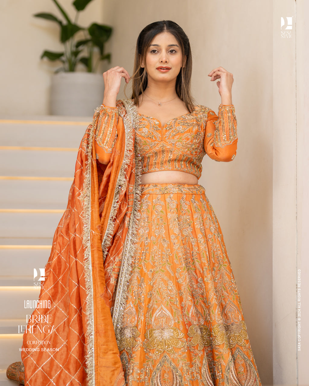 Elegant Bride in Rust Orange Lehenga