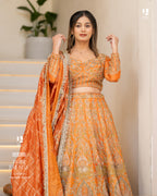 Elegant Bride in Rust Orange Lehenga
