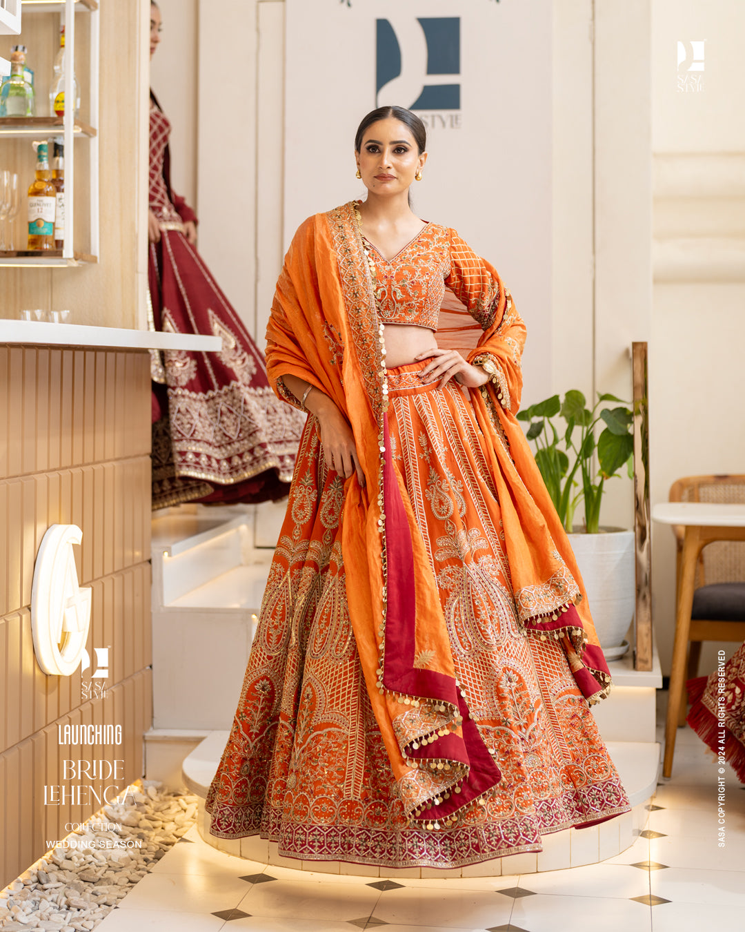Rust Orange Lehenga for Brides by SASA Collection