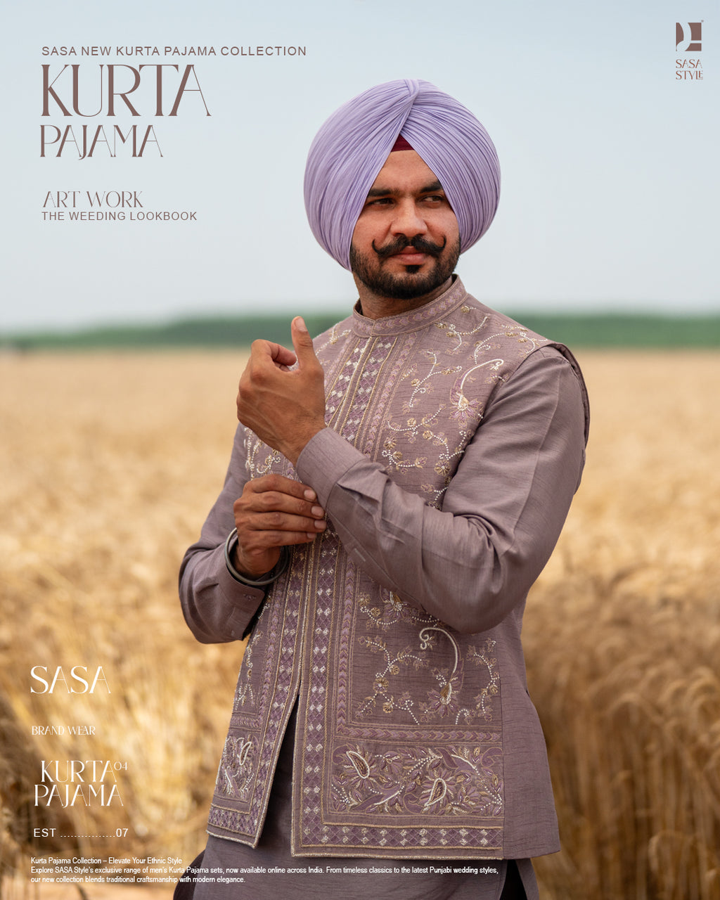 Sea Fog Embroidered Jacket with Elegant Kurta Pajama