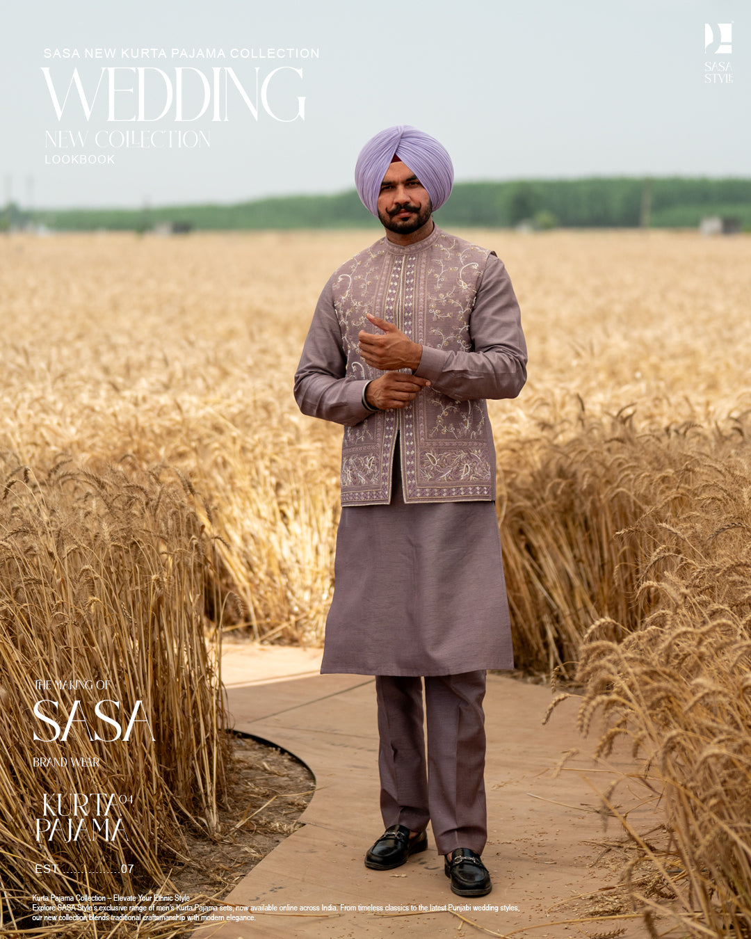 Sea Fog Embroidered Jacket with Elegant Kurta Pajama
