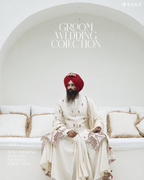 Off-White Heritage Sherwani with Artistic Palla and Red Turban