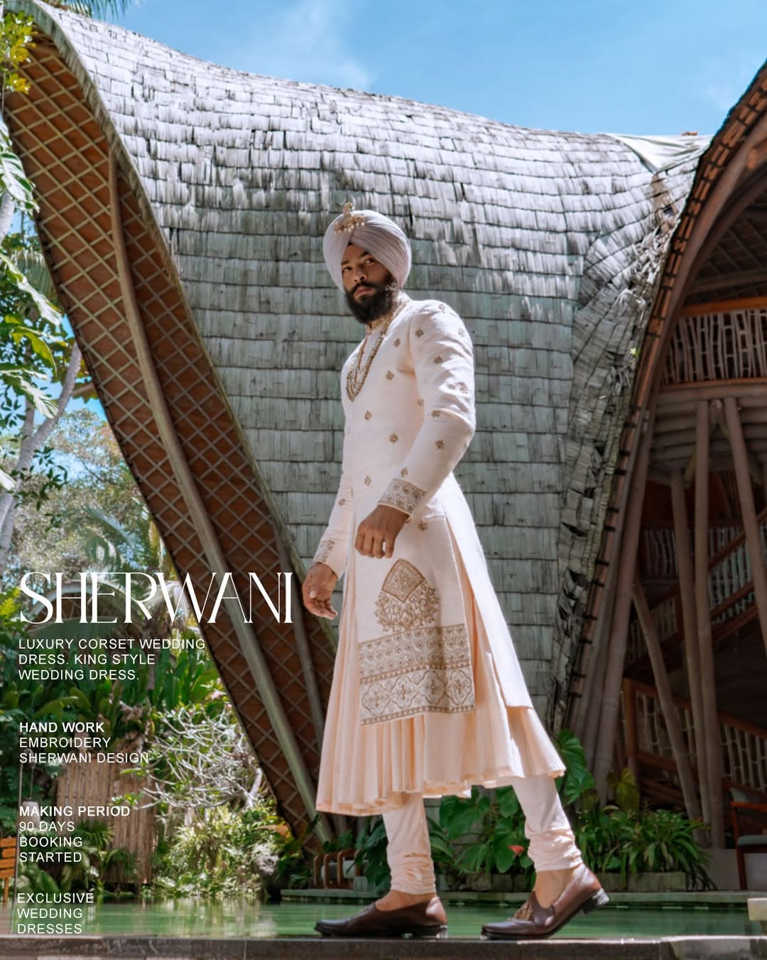 Pastel Peach Sherwani Angrakha Set with Regal Wedding Elegance