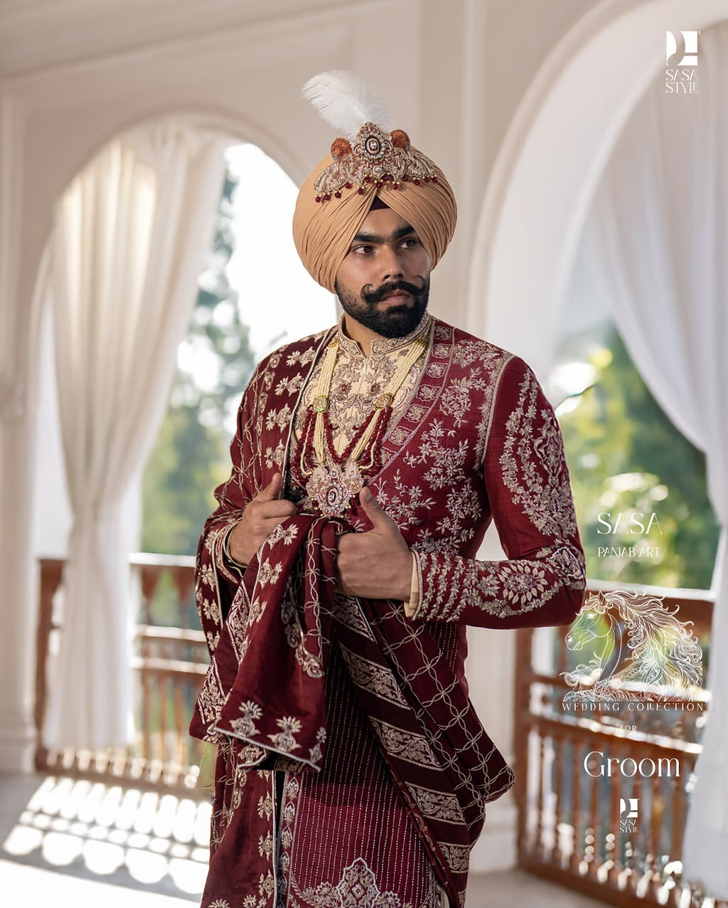 Wine & Gold Jadau Mala