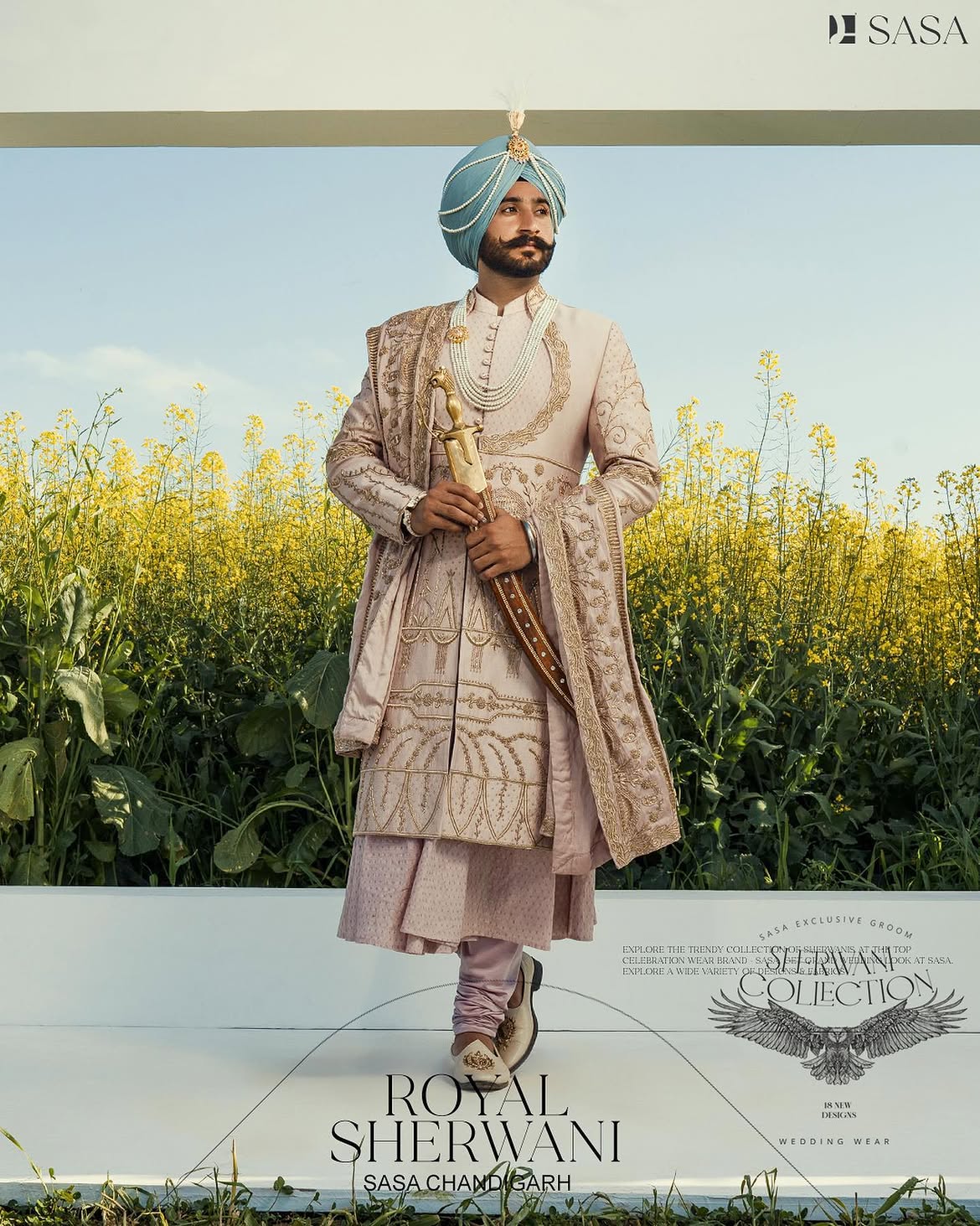 Dusty Rose Embriodered Sherwani