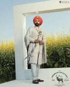 Regal Ivory Sherwani Set with Elegant Palla and Heritage