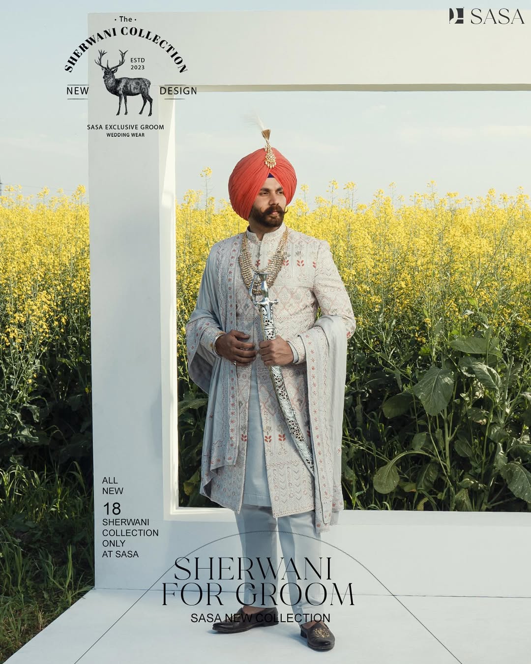 Regal Ivory Sherwani Set with Elegant Palla and Heritage