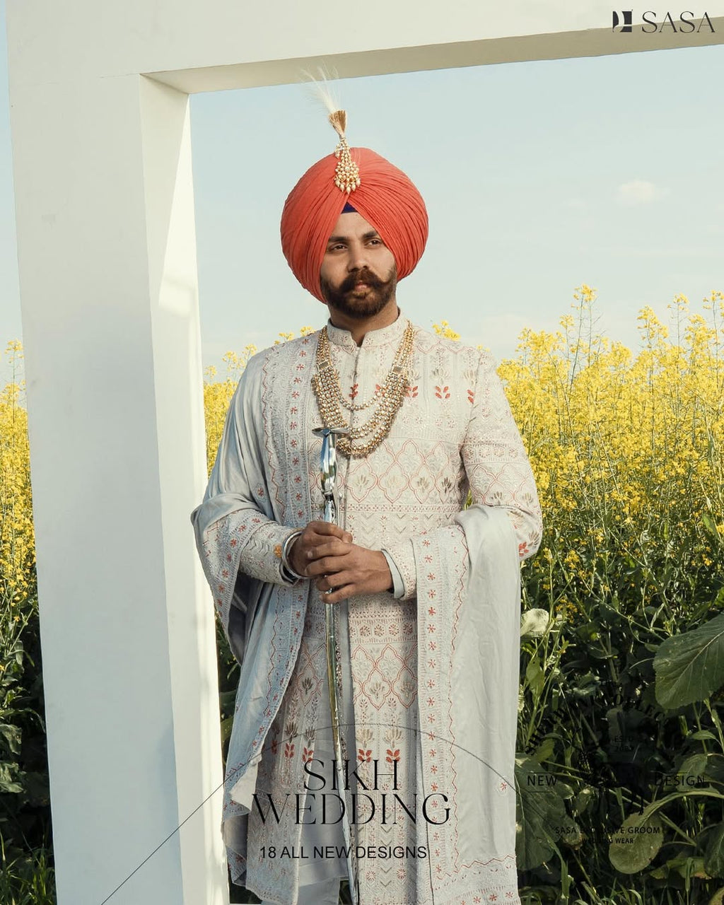 Regal Ivory Sherwani Set with Elegant Palla and Heritage