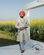Regal Ivory Sherwani Set with Elegant Palla and Heritage