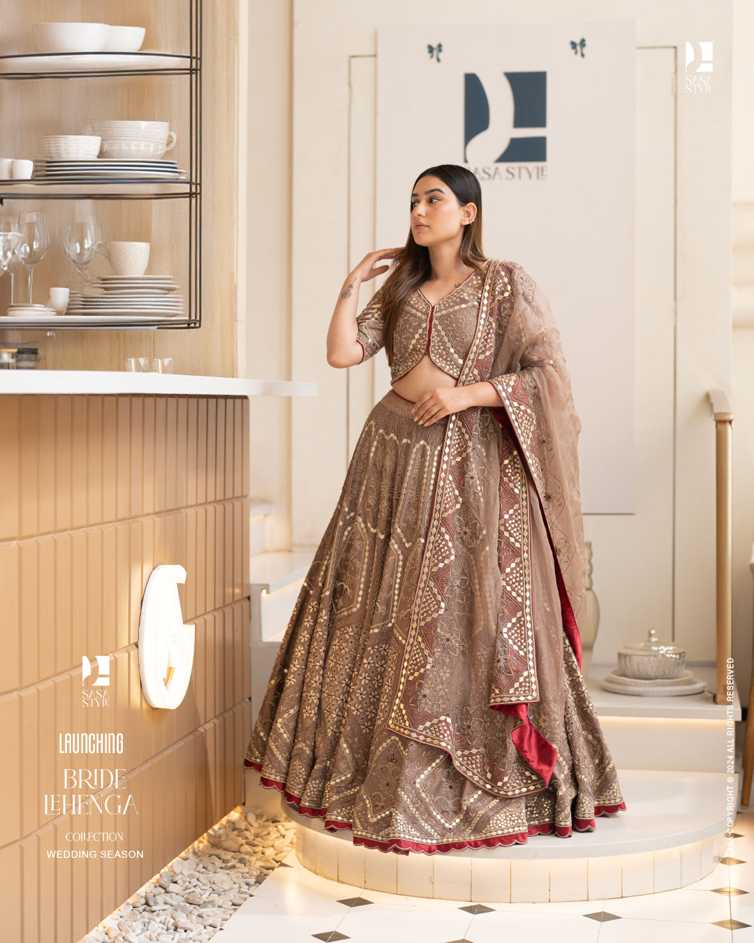 Chanderi Silk Lehenga with Intricate Hand Embroidey