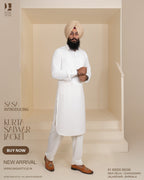 Slate Blue Glen Plaid Jacket with Pure White Kurta Pajama