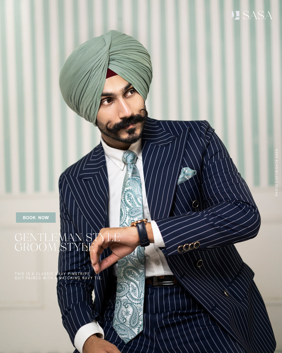 Sophisticated Dark Blue Double-Breasted 2pc Coat Pant