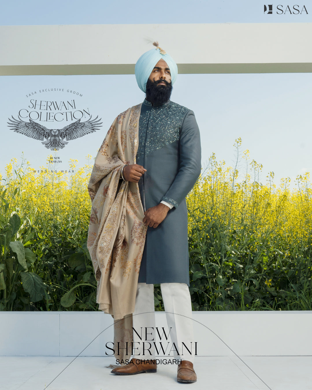 Steel Gray Colour Achkan with Kurta Pajama