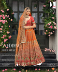 Vermilion Orange Embroidered Lehenga