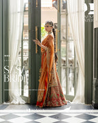 Vermilion Orange Embroidered Lehenga
