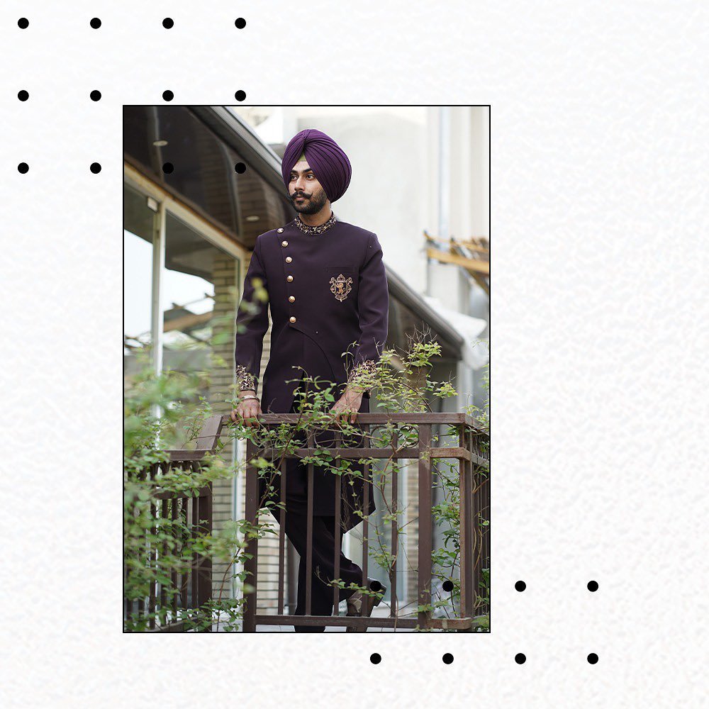 Royal Plum Designer Achkan with Contemporary Heritage Wedding Style
