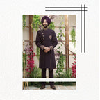 Royal Plum Designer Achkan with Contemporary Heritage Wedding Style