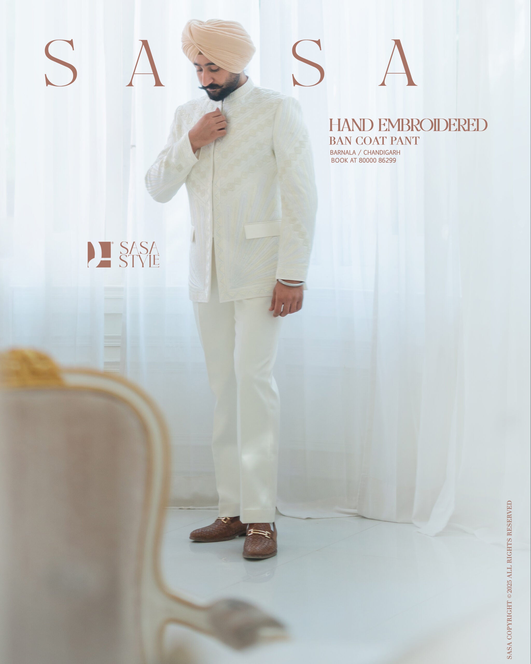 White Ban Coat Pant