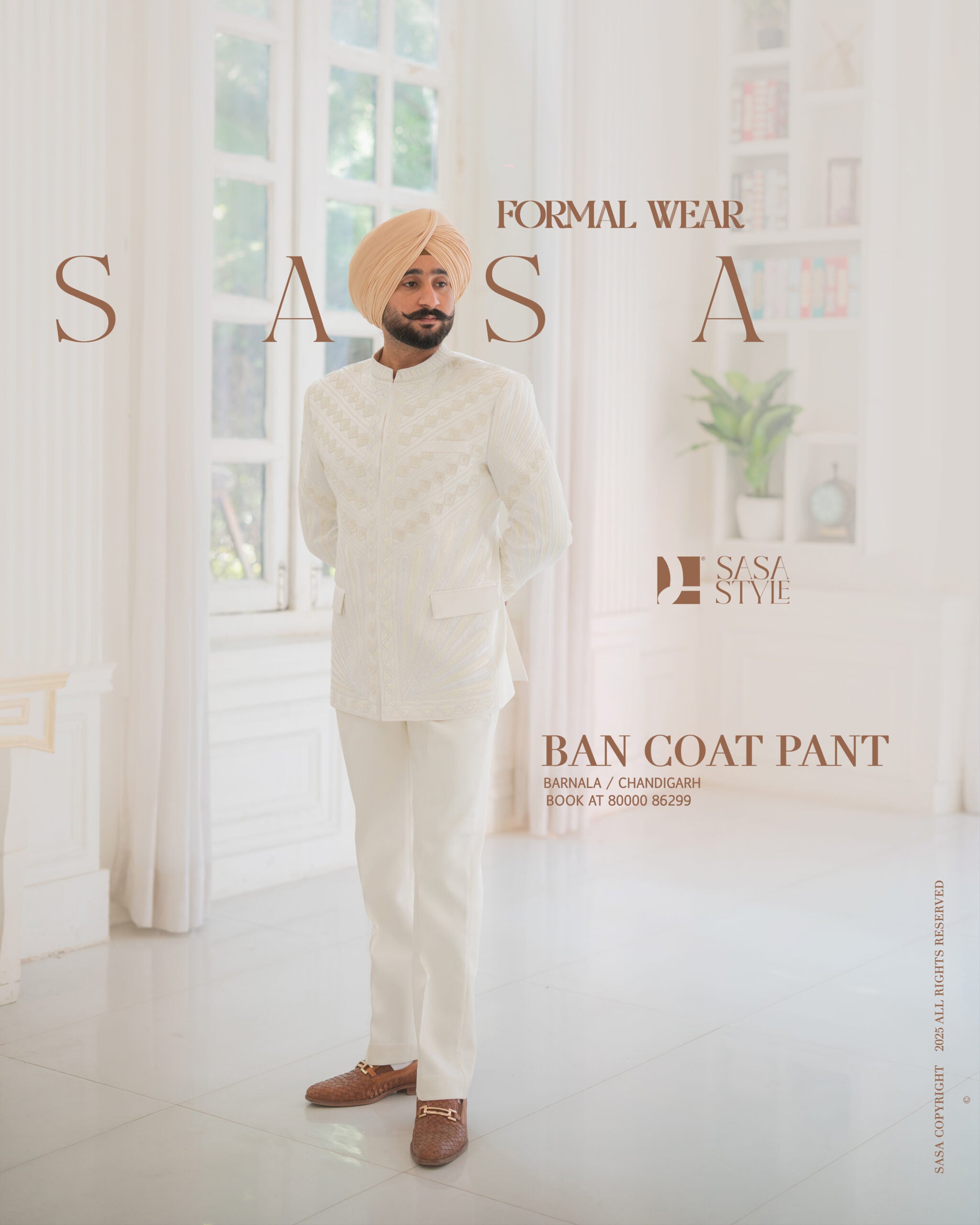 White Ban Coat Pant