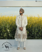 White Colour Sherwani with Tremendous Colour
