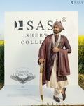 Wine Colour Sherwani with Matching Palla