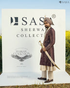 Wine Colour Sherwani with Matching Palla