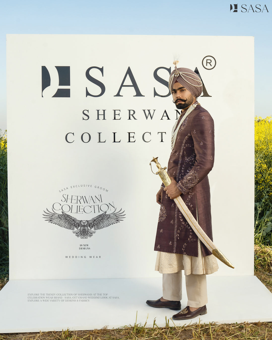 Wine Colour Sherwani with Matching Palla