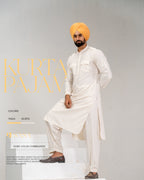 Wine Embroidered Jacket with Ivory Pathani Kurta Salwar