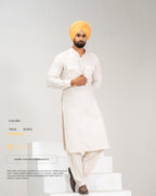 Wine Embroidered Jacket with Ivory Pathani Kurta Salwar
