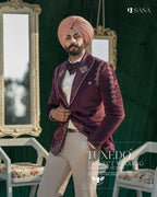 Wine Velvet 2pc Tuxedo Pant