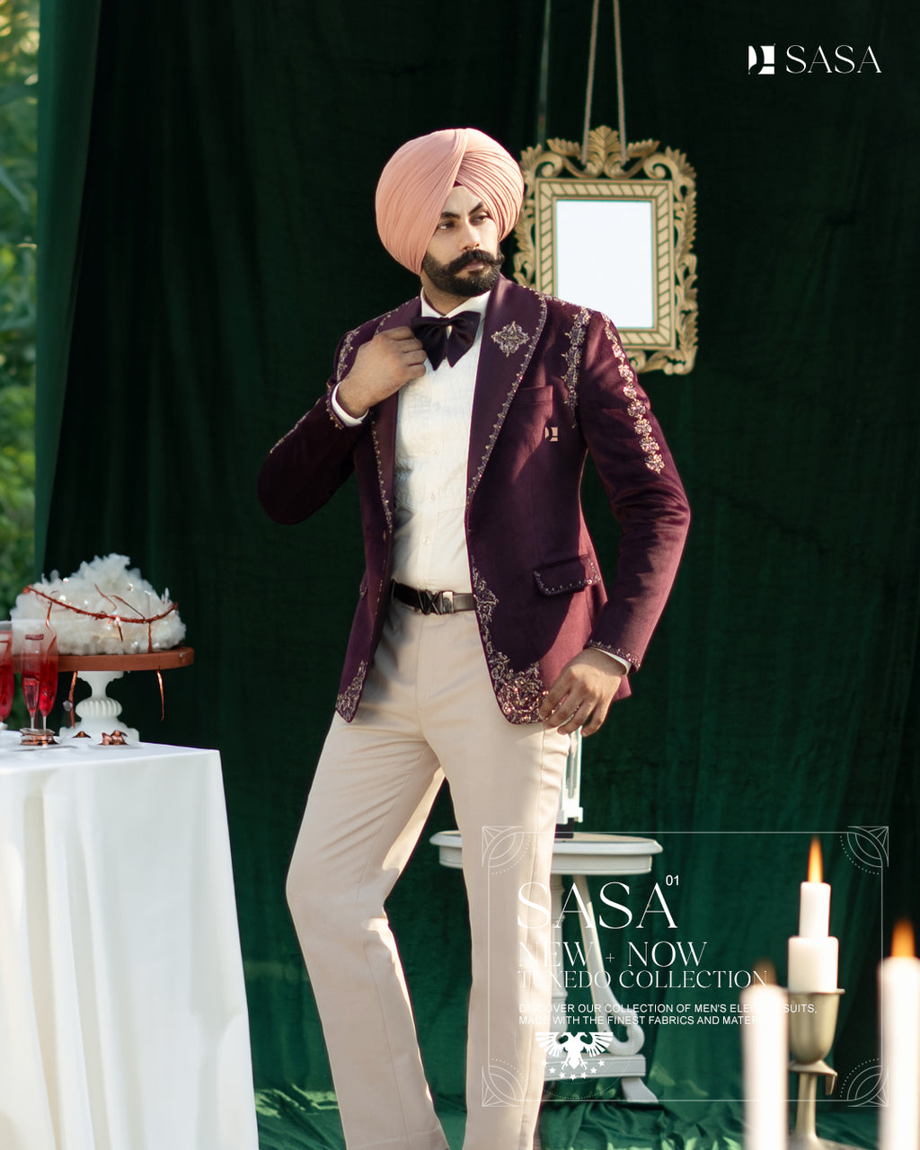 Wine Velvet 2pc Tuxedo Pant