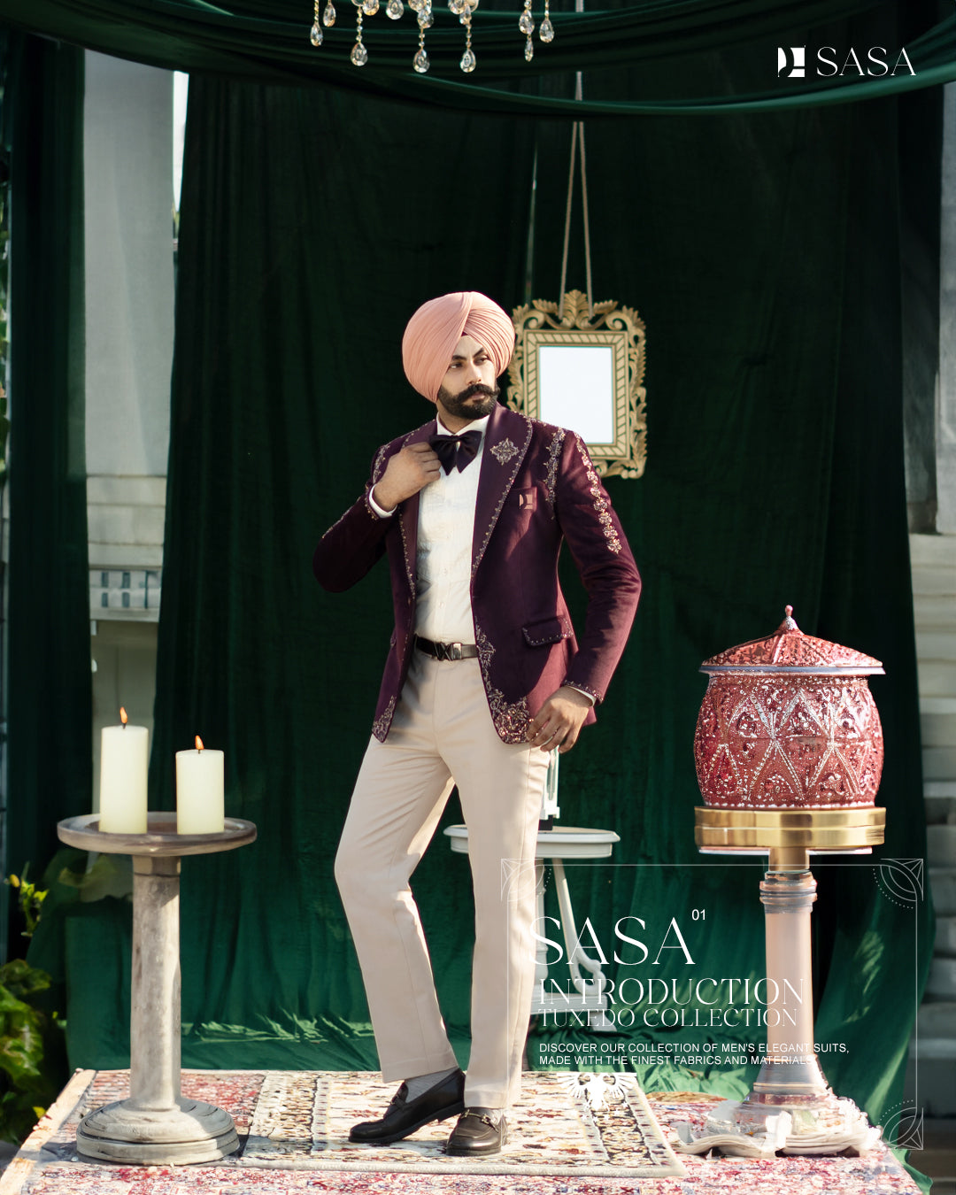 Wine Velvet 2pc Tuxedo Pant