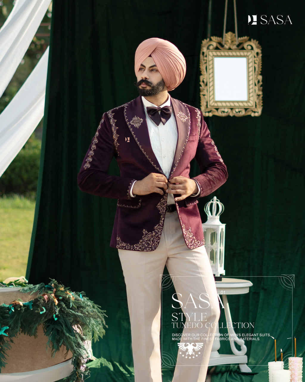 Wine Velvet 2pc Tuxedo Pant