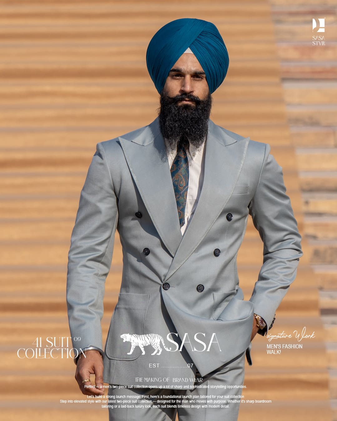 Blue Pagg, Tie and Pocket square