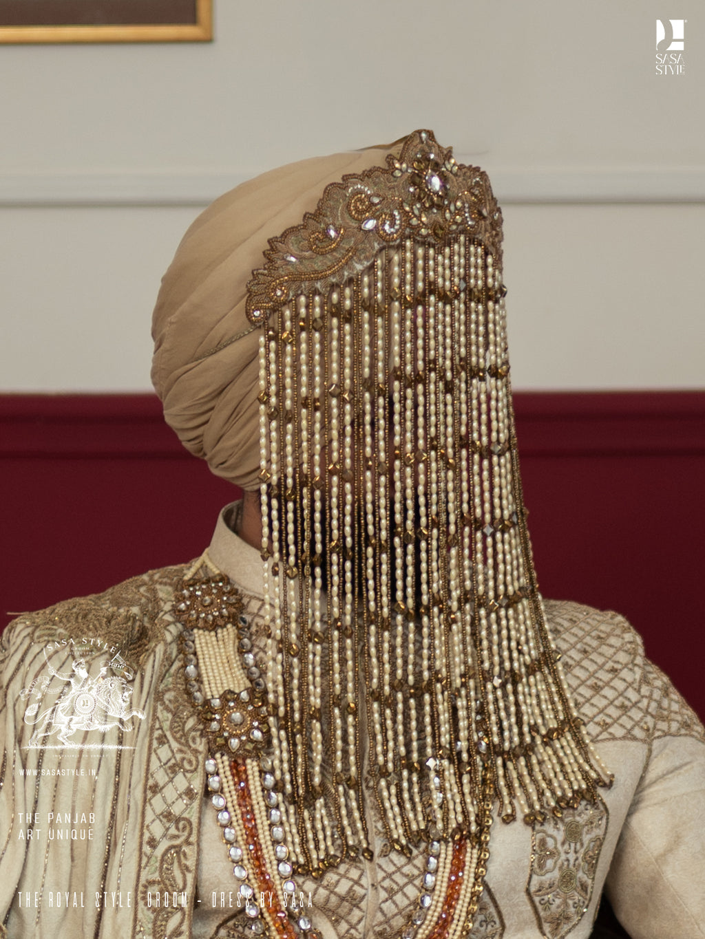 Cream, Rust & Antique Golden Sehra