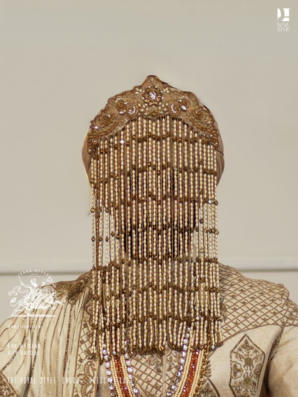 Cream, Rust & Antique Golden Sehra