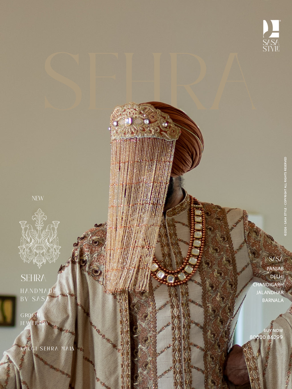 Dusty Peach Embellished Sehra