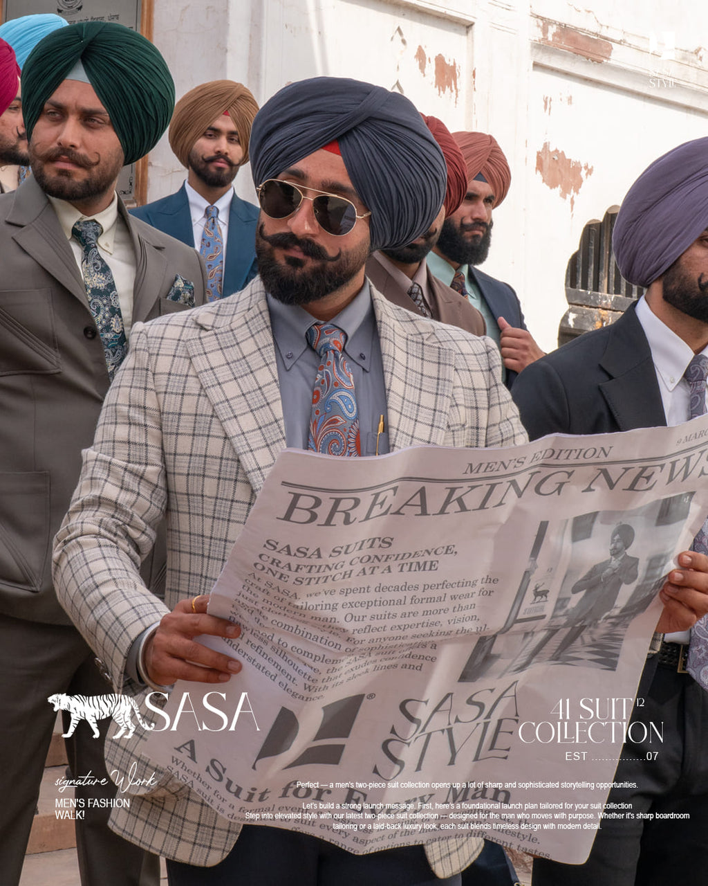 charcoal Grey Pagg, Tie and Pocket square