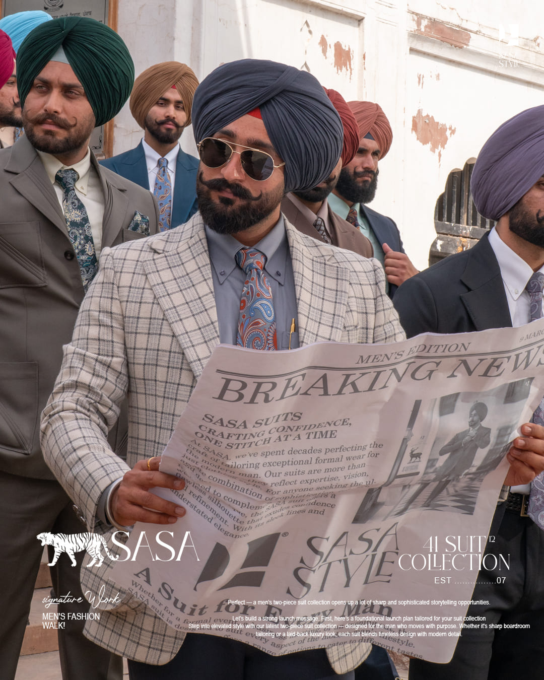 charcoal Grey Pagg, Tie and Pocket square